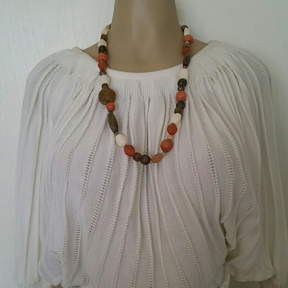 Vintage wooden and glass bead necklace